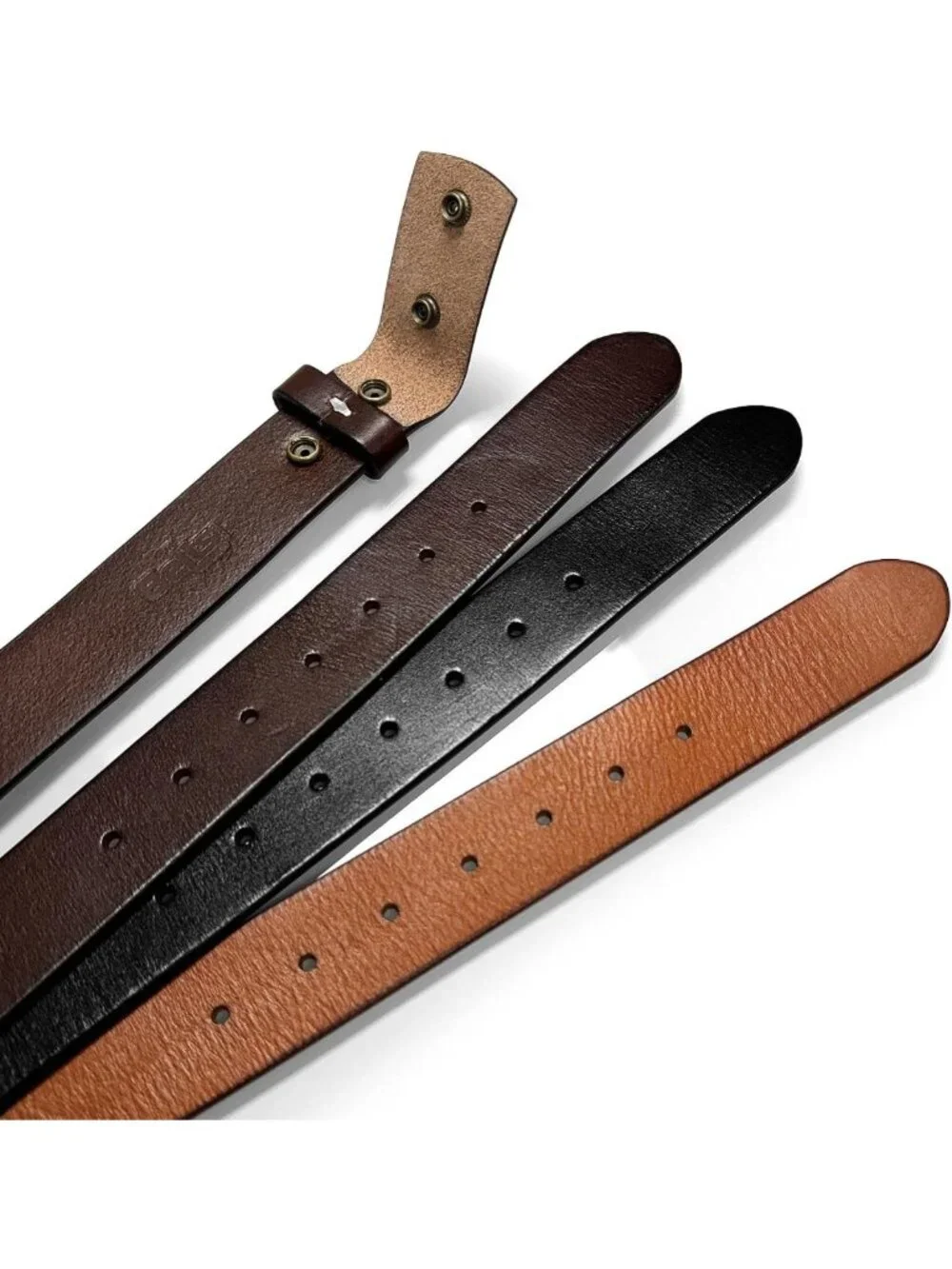 Heavy-Duty 100% Full Grain Leather Belt Straps - No Slot Hole, 1.5” Wide Options